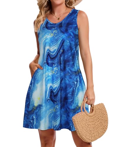 Image of CHICGAL Womens Summer Dresses Casual Sleeveless Loose T Shirt V Neck Sundress Swing Beach Cover Up with Pockets 2026