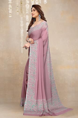 Image of MIRCHI FASHION Women Saree Abstract Print Chiffon | Breathable Lightweight Casual Sari for Regular Use and Office with Unstitched Blouse (Available in 25 Colors)