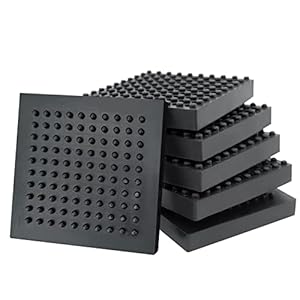BXI Exercise Equipment Mat – 4 x 4 x 0.8 Inches 6 Pcs Non Slip Noise Reduction Anti Vibration Treadmill Stationary Bike Mats, Heavy Duty Thick Steel Embedded Rubber Pad for Hardwood Floors & Carpet