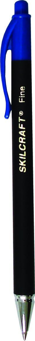 Skilcraft 7520-01-352-7310 Rubberized Retractable Fine Ball Point Pen (Pack of 12), Blue Ink