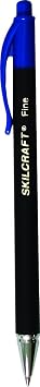 Skilcraft 7520-01-352-7310 Rubberized Retractable Fine Ball Point Pen Pack of 12, Blue Ink