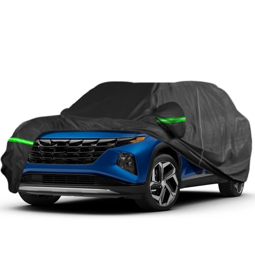 Image of Car Cover for Hyundai Tucson 2004-2025, 210D Full Car Cover Waterproof All Weather Outdoor Fit Tucson Convertible Windproof, Dustproof, UV Proof Protection Fit for Hyundai Tucson Cover (Black)