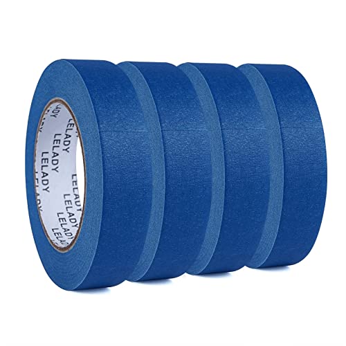 LELADY Abklebeband/Kreppband Blau 25.4mm x 4 Rollens, 55m pro Rollen, Premium Malerkrepp, Blue Masking Tape, Blau Kreppband Klebeband für Malerarbeiten und Dekoration, für Innen und Außen Cover