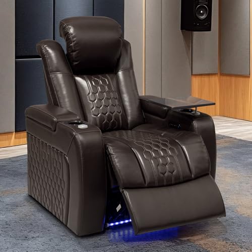 NMXUXMN Home Theater Seating,Top-Grain Leather Recliner Sofa, Zero Gravity Power Reclining Couch...