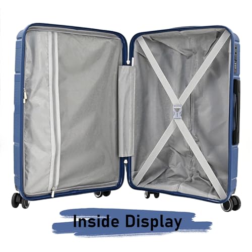 3 Piece 20/24/28inch Luggage Set,PP Durable Suitcase,Men's Women's Hardshell Suitcase With Password Lock And Spinner Wheels For Travel Vacation Holiday (Blue, 3-Piece Set(20"/24"/28"))3
