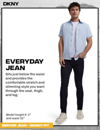 Image of DKNY Mercer Men's Skinny Jeans - Premium Stretch Denim Pants with Classic 5 Pocket Design | Skinny Fit Stretch Jeans for Men
