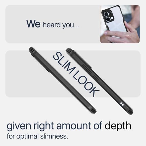 Image of Pikkme Crystal Clear Transparent Back Cover | Ultra Hyrbid | Full Camera Protection | Raised Edge | Bumper Case for Oppo Reno 13 5G (Black)