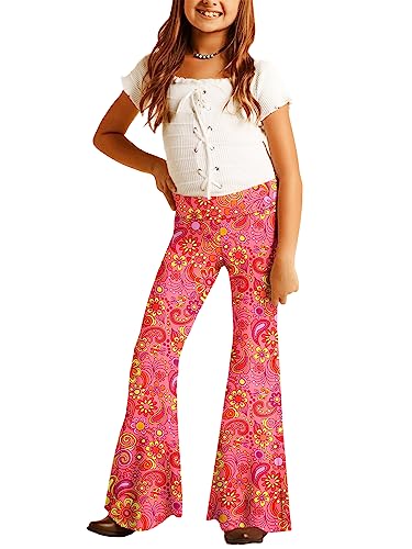Image of Deerose Girls Halloween Hippie Bell Bottom Pants High Waist Flare Pants 5-14 Years