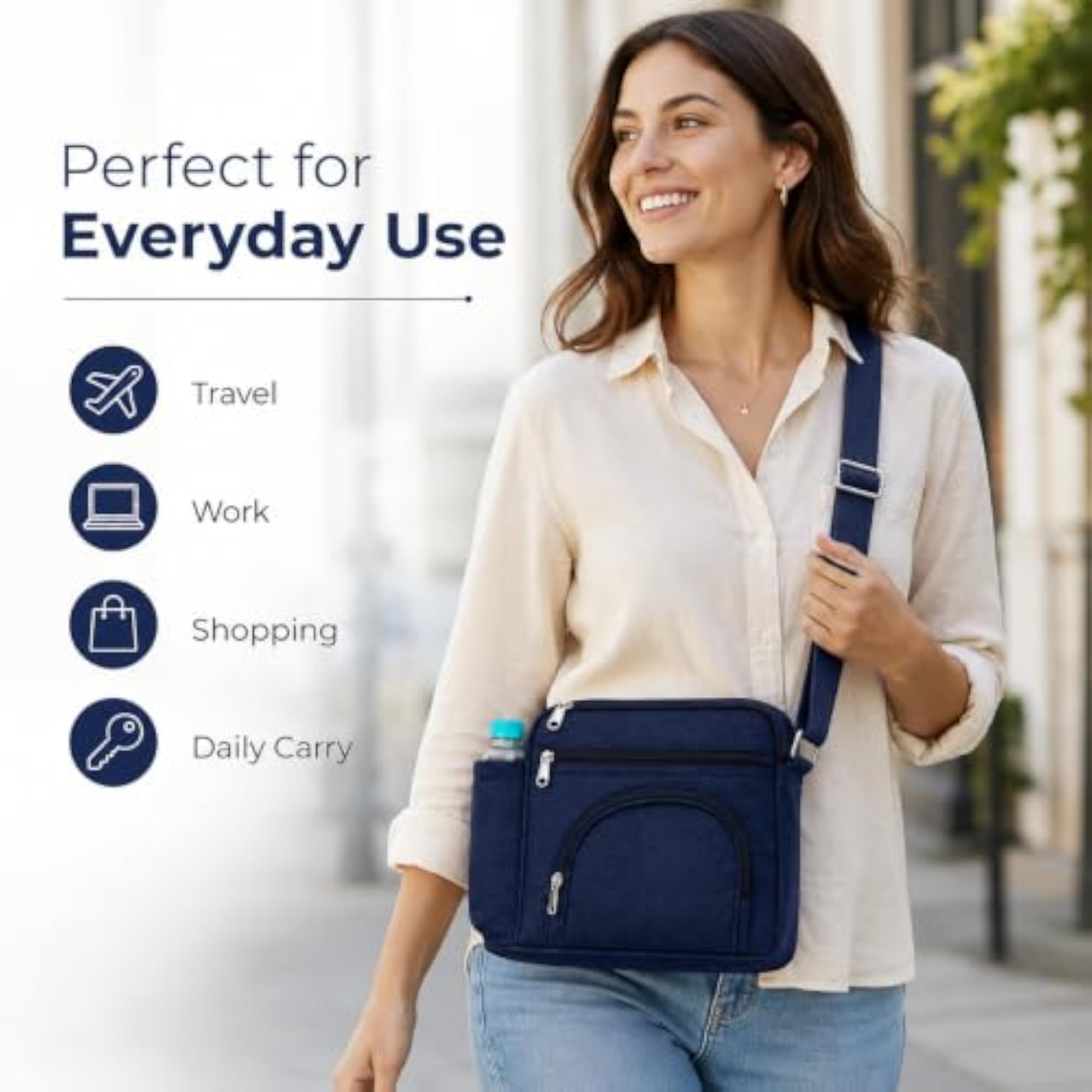 Sling Bag for Men & Women, Stylish Blue Crossbody