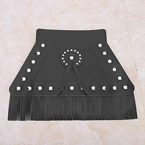 Image of Motorcycle Mud Flap, Fringed Leather Universal Motorcycle Front Flap Mudguard Cover(Black Long)