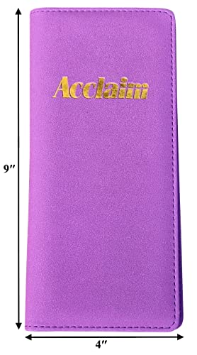 Acclaim Rigid Lawn Bowls Bowling Scorecard Holder Lightly Padded Plain Colour Sparkle Finish 23 cm x 11 cm with Spring Clip & Pen Loop (Purple) - Image 2