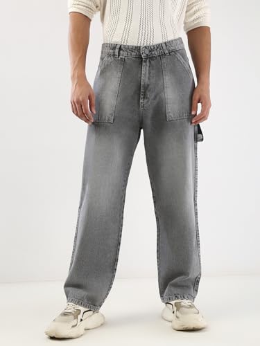 Image of Urbano Fashion Men's Loose Baggy Fit Cargo Carpenter Jeans with 6 Pockets Non-Stretchable