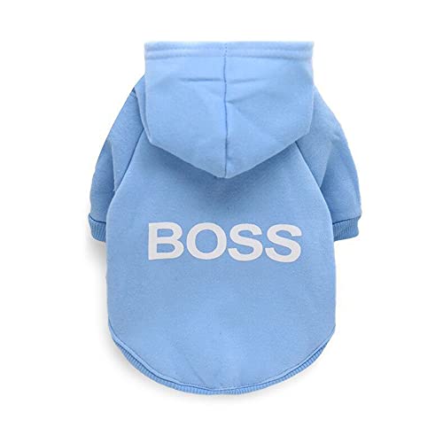 LtuzPet Hund Hoodie Boss Druck Hund Pullover Weiche Fleece Haustier Kleidung Warme Hund Jacke Mantel