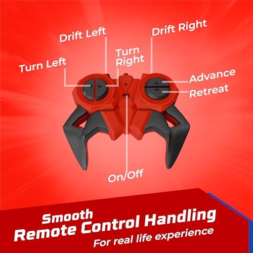 Image of Lifelong Remote Control Drift Car Red | 4x4 Stunt Car with Rechargeable Battery | Double-Sided High Speed 360 Rotating Flip Action | Shockproof & BIS Approved RC Car Toy for Kids 3-12 Yrs (LLCRCDC04)