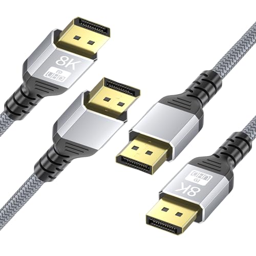 tunghey 2Pack DisplayPort Cable 1.4, 8K 0.5M DP Cable Cord(8K@60Hz, 4K@144Hz, 1080P@240Hz) Display Port HBR3 32.4Gbps, HDCP 2.2 for Od-yss-ey G9 CHG90, PC, Laptop, TV Gaming Monitor