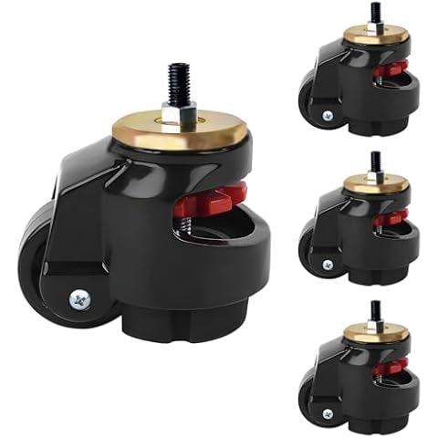 Leveling Machine Casters with Rubber Pad,Heavy Duty Leveling Casters,Leveling Stem Casters,Leveling Feet Wheels,Loading Capacity 6600 lbs, 4Pcs-3 INCH Cover