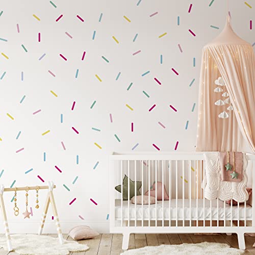 QuoteMyWall 120 Colourful Sprinkle Confetti Wall Decal Stickers for Baby Rooms Kids Bedrooms Girls Boys Nursery Wall Art Removable Peel & Stick Lines Multi Colour - Image 3