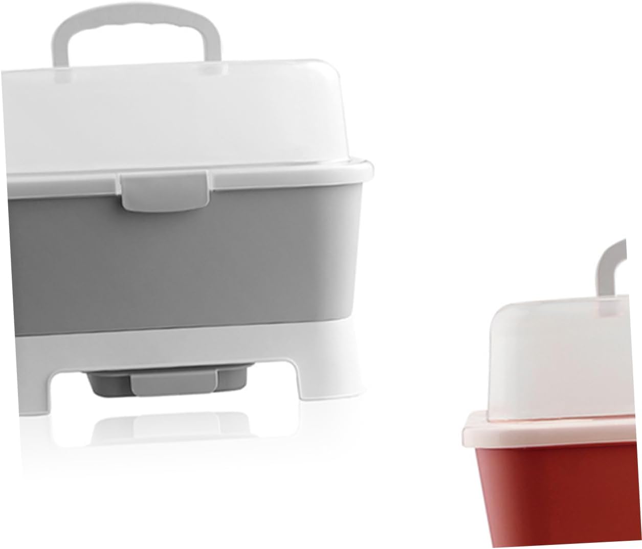 Countertop Storage Box Utensil Holder Draining Holes Organizer Kitchenware Rack Cover (Grey)