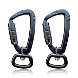 Karabinerhaken mit 360° Drehgelenk,2Stk Aluminium Verriegelbare Karabiner Clips,85mm Große Kletterkarabiner,Sicherheitskarabiner mit 400kg Belastbarkeit,Karabiner für Hundeleine,Aerial Yoga,Camping