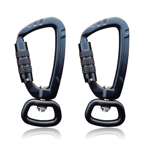 Karabinerhaken mit 360° Drehgelenk,2Stk Aluminium Verriegelbare Karabiner Clips,85mm Große Kletterkarabiner,Sicherheitskarabiner mit 400kg Belastbarkeit,Karabiner für Hundeleine,Aerial Yoga,Camping