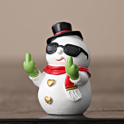 Daisylily Funny Santa Snowman Statue Figurine Christmas Decor Naughty Xmas New Years Gifts for Desk Shelf Ornaments - Snowman