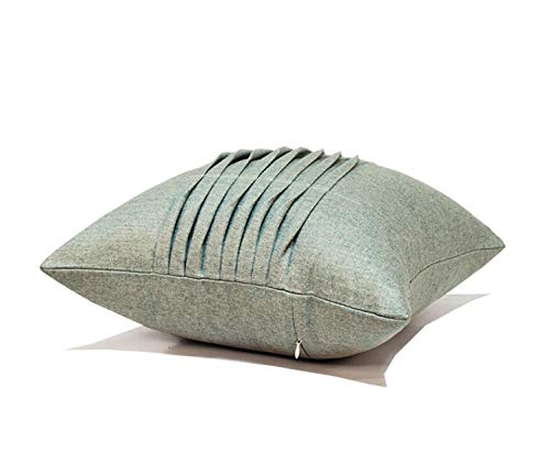 Fundas de Cojín Decorativa Funda de Almohada Cuadrada Tejida A Mano con Decoración de Sofá de Dormitorio A Rayas Gris Verde Claro 45 * 45 cm (Incluye Relleno)