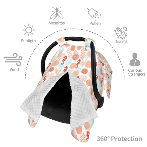 Image of Tropical Pattern Corals Sea Horse Baby Car Seat Canopy Nursing Cover for Newborn Car Seat Breastfeeding Covers Blanket Newborn Shower Gift