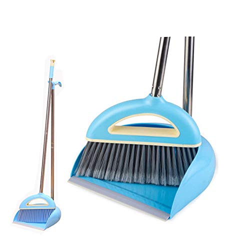 Jingyuan Dustpan and Brush Extra Long Handle Broom and Dustpan,37 inches 47 Inches Handle Broom Set- Broom Dustpan Set for Home Lobby Shop Upright Broom Combo for Schools Church Broom with Handle
