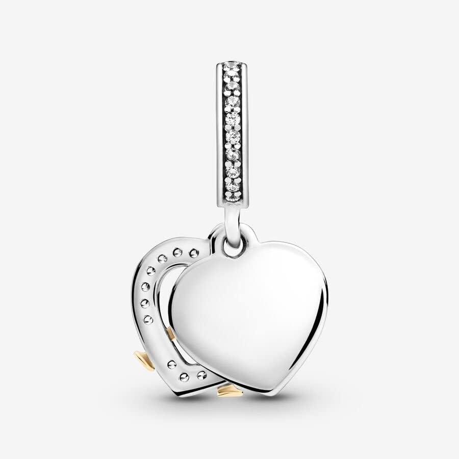 PANDORA Two-Tone Happy Anniversary Dangle Charm - Compatible Moments - Jewelry for Women - Gift for Women - Sterling Silver, Gold & Cubic Zirconia - With Gift Box - Image 3
