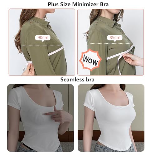 WENPOUTR Sutiã sem alças para mulheres, plus size, minimizador, sutiã com aro, confortável, antiderr