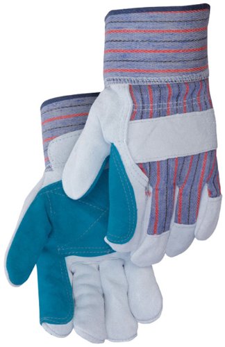 Liberty Glove & Safety 3581SP/XL Standard Shoulder Split Leather Jointed Double Palm Men's Glove with 2-1/2" Rubberized Safety Cuff, X-Large, Green (