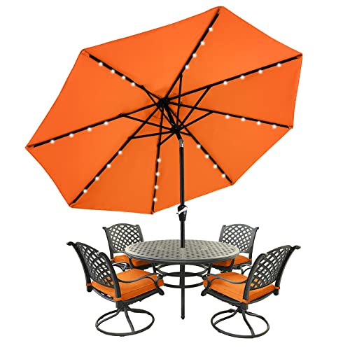 Image of MASTERCANOPY 9ft Patio Umbrella with Solar Lights, Orange