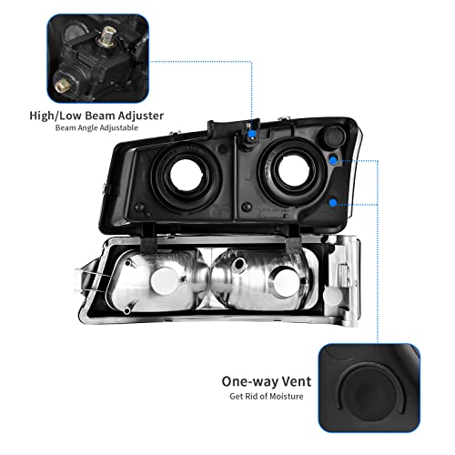Image of DWVO Headlight Assembly Compatible with 2003-2006 Chevy Silverado Chrome