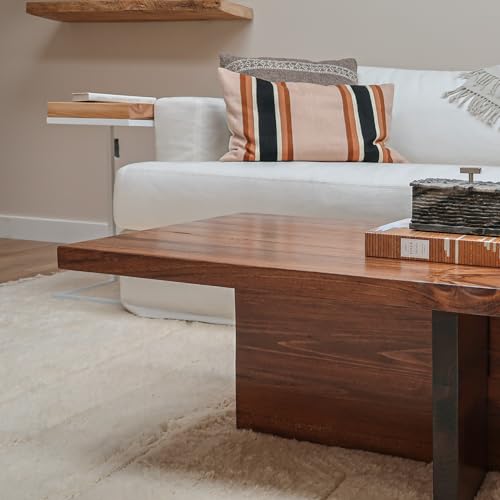 Urbandi Solid Wood Coffee Table with Cross Base Legs, Rustic, Modern, Living Room, Bedroom, Made in USA (Provincial, 36Wx18Dx15H)