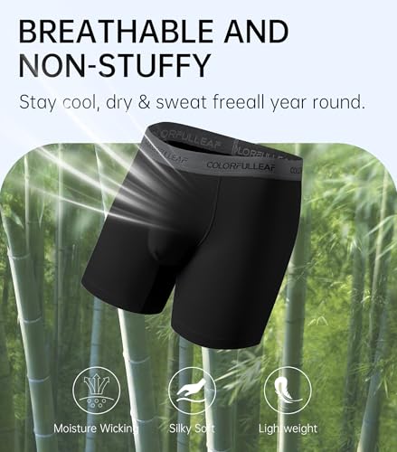 COLORFULLEAF Mens Underwear Soft Bamboo Rayon Boxer Briefs Breathable Open Fly Underwear Multipack3