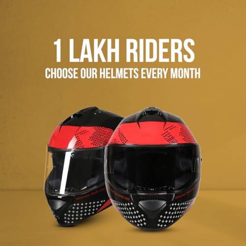 Image of TVS Racing Phantom Series Full Face Dual Visor Helmet for Men | Premium Bike Helmets with ABS Shell, UV Paint | Quick Release System | Aerodynamic Design | DOT & ISI Certified