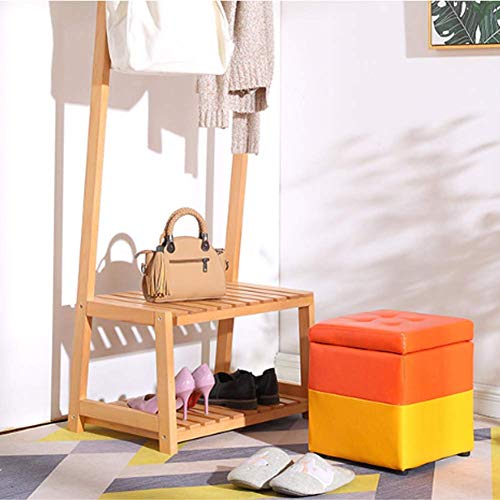 Pouf repose-pieds avec rangement cube en similicuir vert - 3