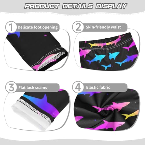 Rainbow Shark Girls Leggings Soft Stretch Workout Yoga Dance Pants for Kids Casual Tights3