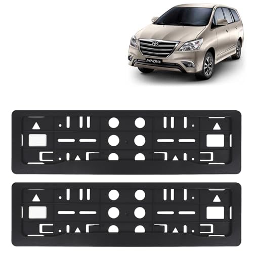 Image of KINGSWAY Innova Car Number Plate Frames for All 2012 to 2015 Models of Toyota Car Registration Plate Holders, Black Licence Plate Covers (Front and Rear), Universal Size 51.5 x 14.5 cm