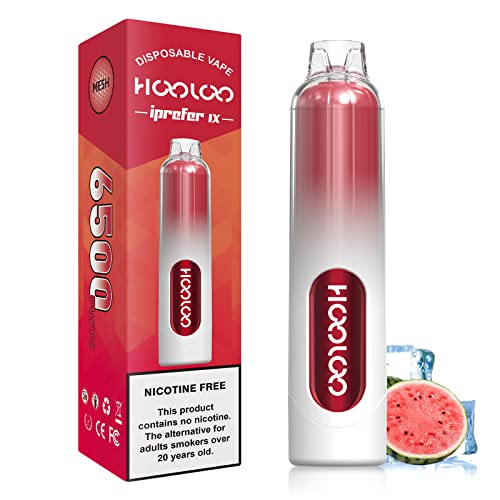 HOOLOO Disposable Vape, Prefilled Fruit Flavours, 6500 Puffs Vape Pen, Zero Nicotine,E Cigarette Vapes Nicotine Free
