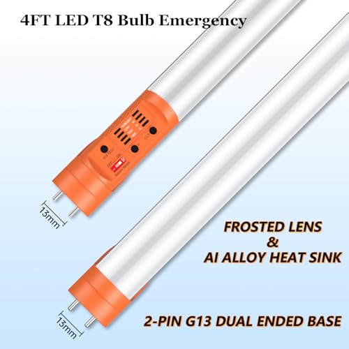 Emergency T8 LED Tube 4ft with Battery Backup, 3500K/4000K/5000K CCT and 12W/15W/18W Adjustable, Dual Ended G13 LED Bulb Integrate 5W 700LM 90min Emergency Lighting for Shop Garage Office, UL-Listed by dephen - Image 8