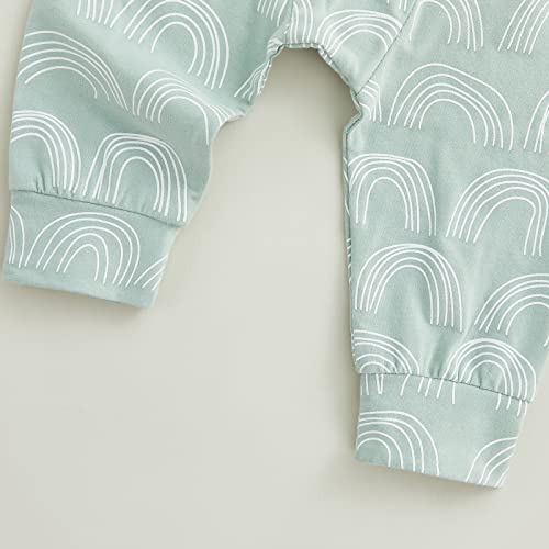 Toddler Baby Girl Boy Rainbow Print Outfits Fall/Winter Newborn 2 Pcs Clothing Sets Long Sleeve Crewneck Sweatshirt+Pant #TOP6