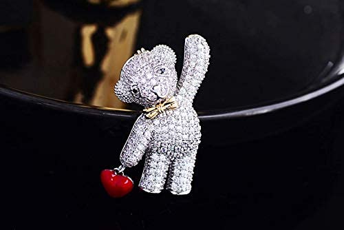 Image of Silver Bear Brooch for Women with Rhinestones - Cute Animal Pin for Sweater, Hat, Scarf & More