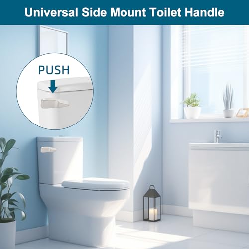 Image of Universal Side Mount Metal Toilet Handle Replacement Kit, Brushed Nickel | Compatible with American Standard /Mansfield /Gerber /TOTO /Kohler Toilet, Toilet Tank Flusher Lever with Flapper Chain