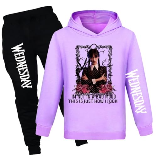 Sweat à capuche Wednesday Addams enfant - Tenue 2 pièces garçon fille