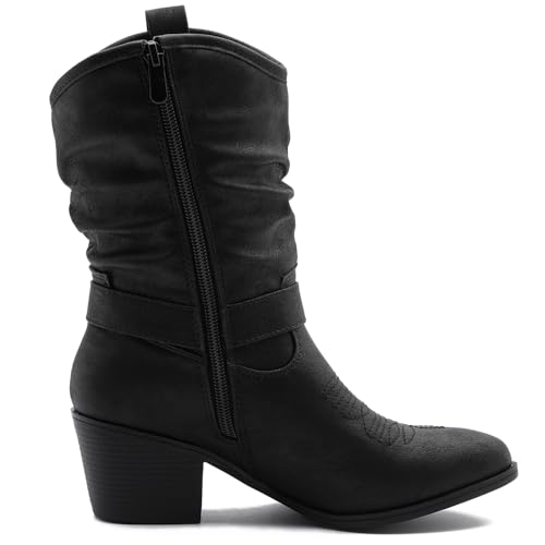 Image of GLOBALWIN Women's Mid Calf Cowgirl Boots Western Boots For Women