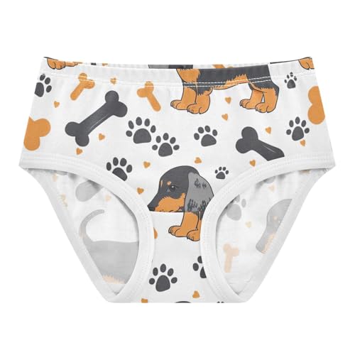 Toddler Girl Briefs, Cute Dachshund Dog White Cotton Underwear Girls, 2–8 Years