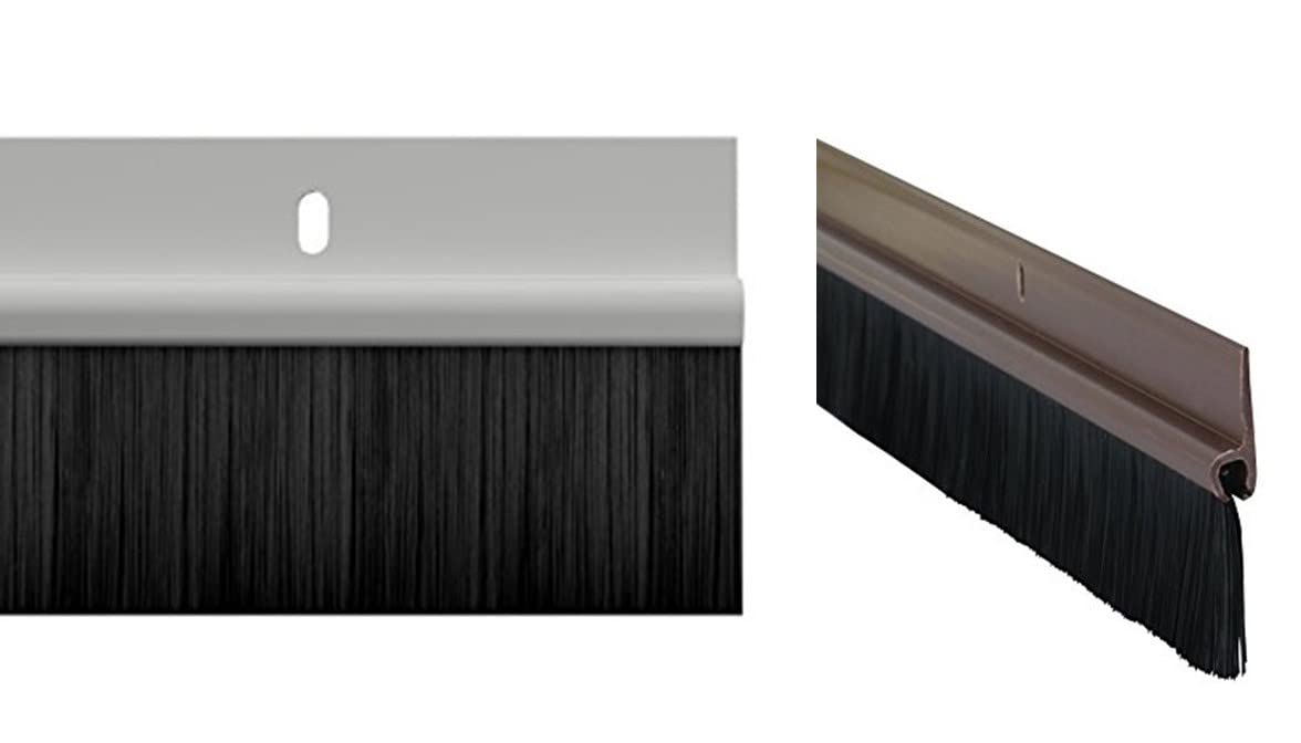 STORMGUARD02SR0200914W Bottom of The Door Brush Seal Draught Excluder, White, 914mm & Brown 02SR0200838B 838mm Bottom of The Door Brush Strip Draught Excluder (2'9")
