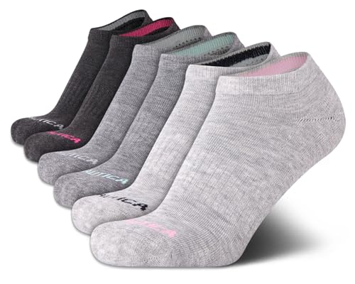 Image of Nautica Womens Low Cut Socks - 6 Pack Soft Stretch Breathable Mesh Cushioned Athletic Performance No Show Socks for Women