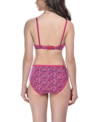 Image of StyFun Women Cotton Blend Floral Print Non-Padded Non-Wired Bra Panty Set Full Coverage Lingerie Set Multicolor See Main Image to Check How Many Sets You Will Get